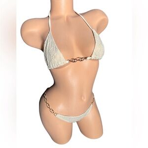 Gucci Cream Bikini with Gold Chain Accent
